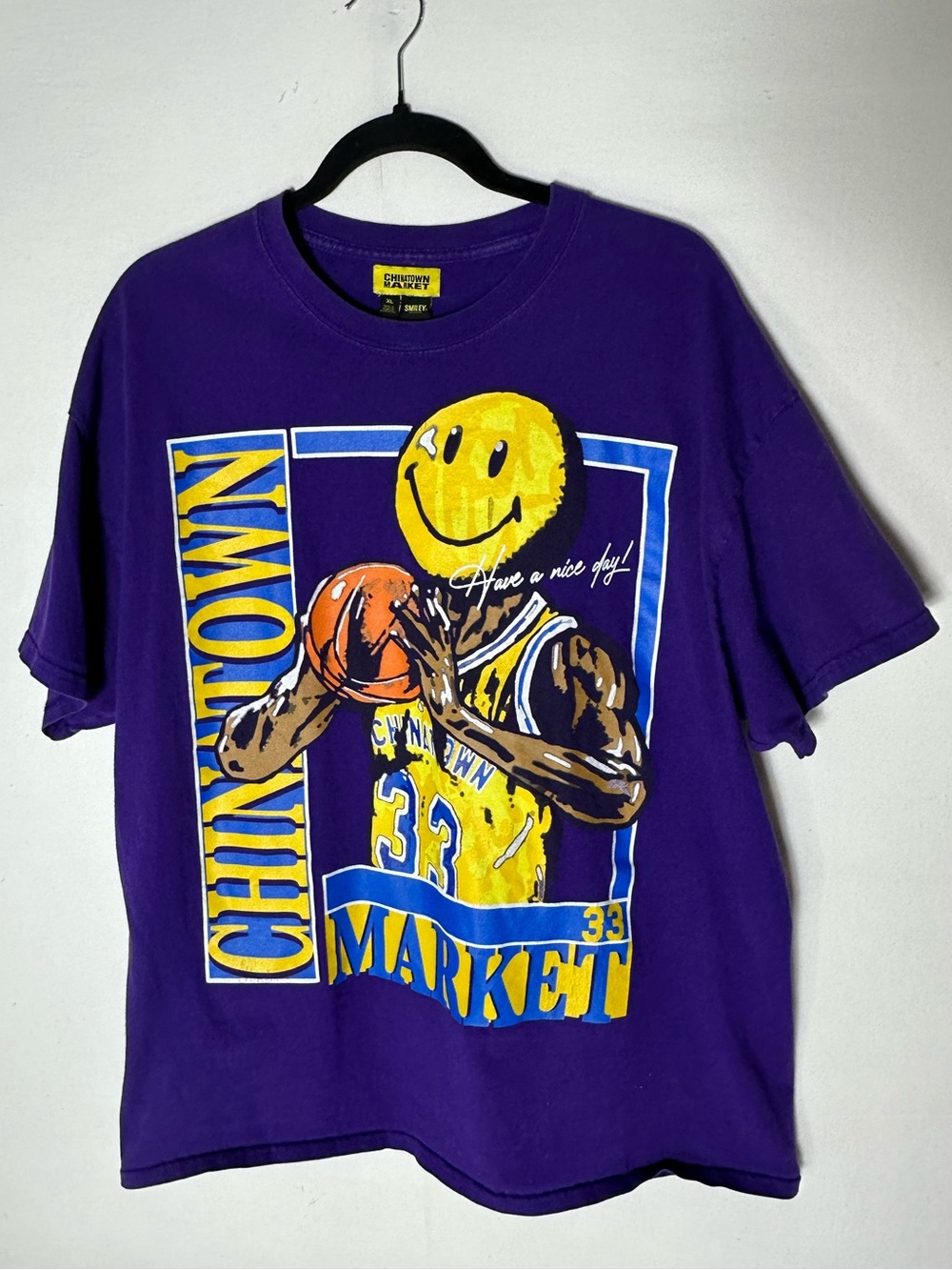 Chinatown Market Smiley Originals Purple Short Sleeve Graphic Tee T Shirt XL